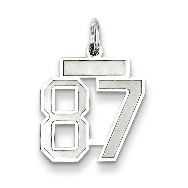 Sterling Silver/Rhodium-plated Satin Number 87 Charm