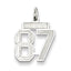 Sterling Silver/Rhodium-plated Satin Number 87 Charm