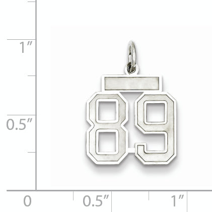 Sterling Silver Rhodium-plated Small Satin Number 89 Charm