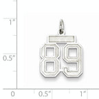 Sterling Silver Rhodium-plated Small Satin Number 89 Charm