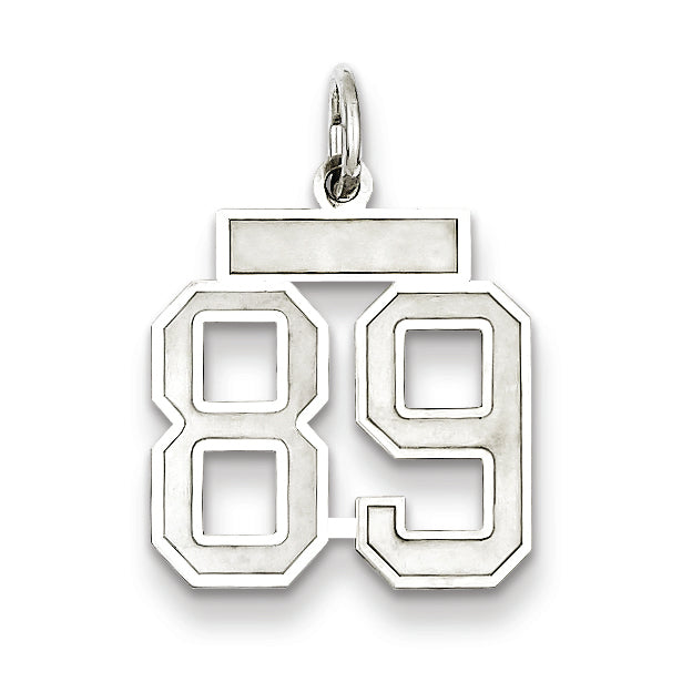 Sterling Silver/Rhodium-plated Satin Number 89 Charm