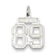 Sterling Silver/Rhodium-plated Satin Number 89 Charm