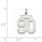 Sterling Silver Rhodium-plated Small Satin Number 90 Charm