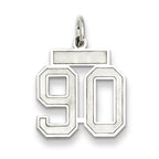 Sterling Silver/Rhodium-plated Satin Number 90 Charm