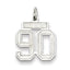 Sterling Silver/Rhodium-plated Satin Number 90 Charm