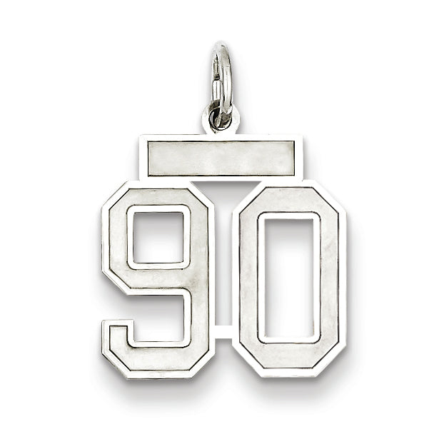 Sterling Silver/Rhodium-plated Satin Number 90 Charm
