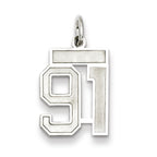 Sterling Silver/Rhodium-plated Satin Number 91 Charm