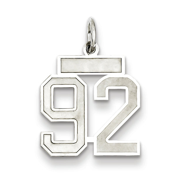 Sterling Silver/Rhodium-plated Satin Number 92 Charm