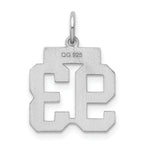 Sterling Silver Rhodium-plated Small Satin Number 93 Charm
