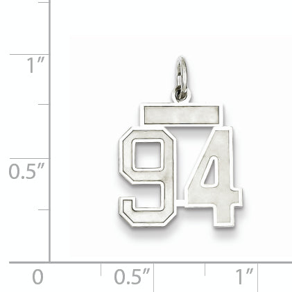 Sterling Silver Rhodium-plated Small Satin Number 94 Charm Secondary image