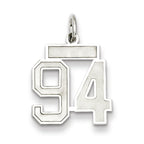 Sterling Silver/Rhodium-plated Satin Number 94 Charm
