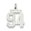 Sterling Silver/Rhodium-plated Satin Number 94 Charm