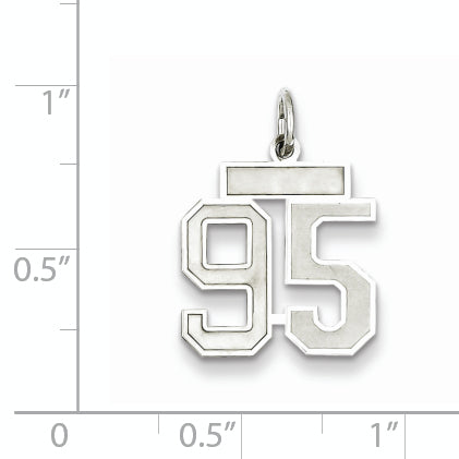 Sterling Silver Rhodium-plated Small Satin Number 95 Charm Secondary image
