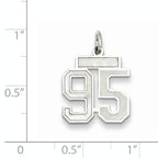 Sterling Silver Rhodium-plated Small Satin Number 95 Charm