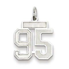 Sterling Silver/Rhodium-plated Satin Number 95 Charm