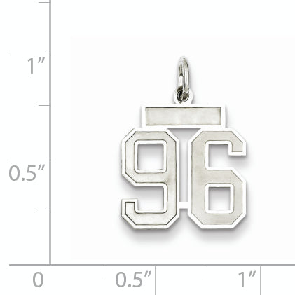 Sterling Silver Rhodium-plated Small Satin Number 96 Charm Secondary image