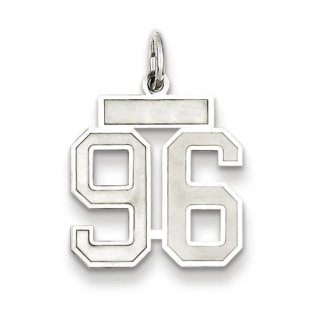 Sterling Silver/Rhodium-plated Satin Number 96 Charm