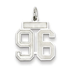 Sterling Silver/Rhodium-plated Satin Number 96 Charm