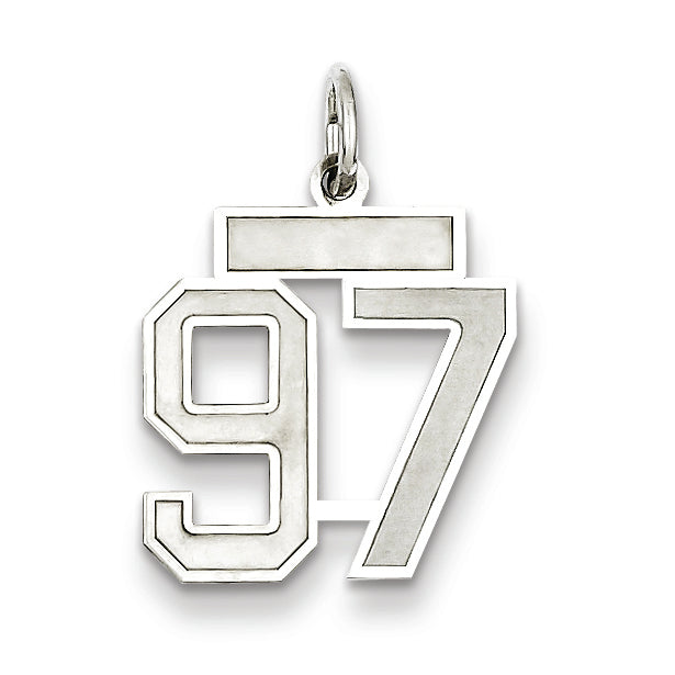 Sterling Silver/Rhodium-plated Satin Number 97 Charm