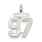 Sterling Silver/Rhodium-plated Satin Number 97 Charm