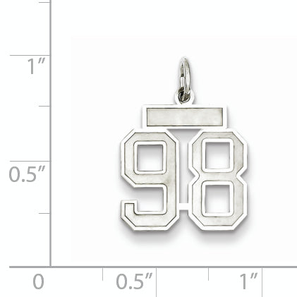 Sterling Silver Rhodium-plated Small Satin Number 98 Charm