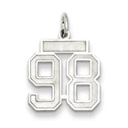 Sterling Silver/Rhodium-plated Satin Number 98 Charm