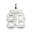 Sterling Silver/Rhodium-plated Satin Number 98 Charm