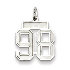 Sterling Silver/Rhodium-plated Satin Number 98 Charm