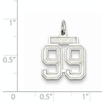 Sterling Silver Rhodium-plated Small Satin Number 99 Charm