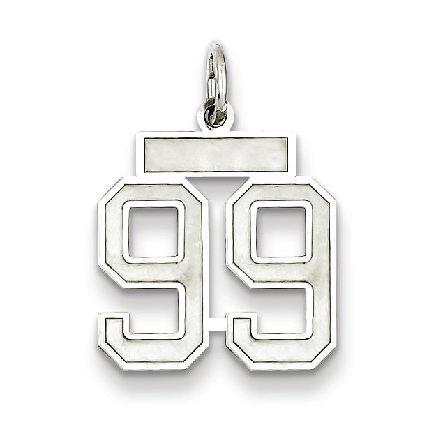 Sterling Silver/Rhodium-plated Satin Number 99 Charm Main image