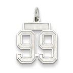 Sterling Silver/Rhodium-plated Satin Number 99 Charm