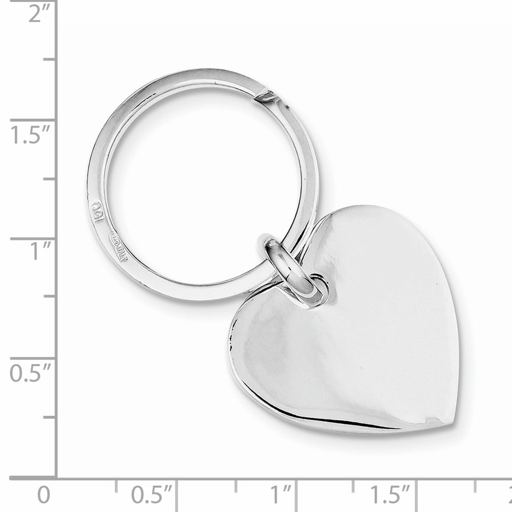 Sterling Silver 925 Heart Key Ring with Engravable Polished Finish Secondary image