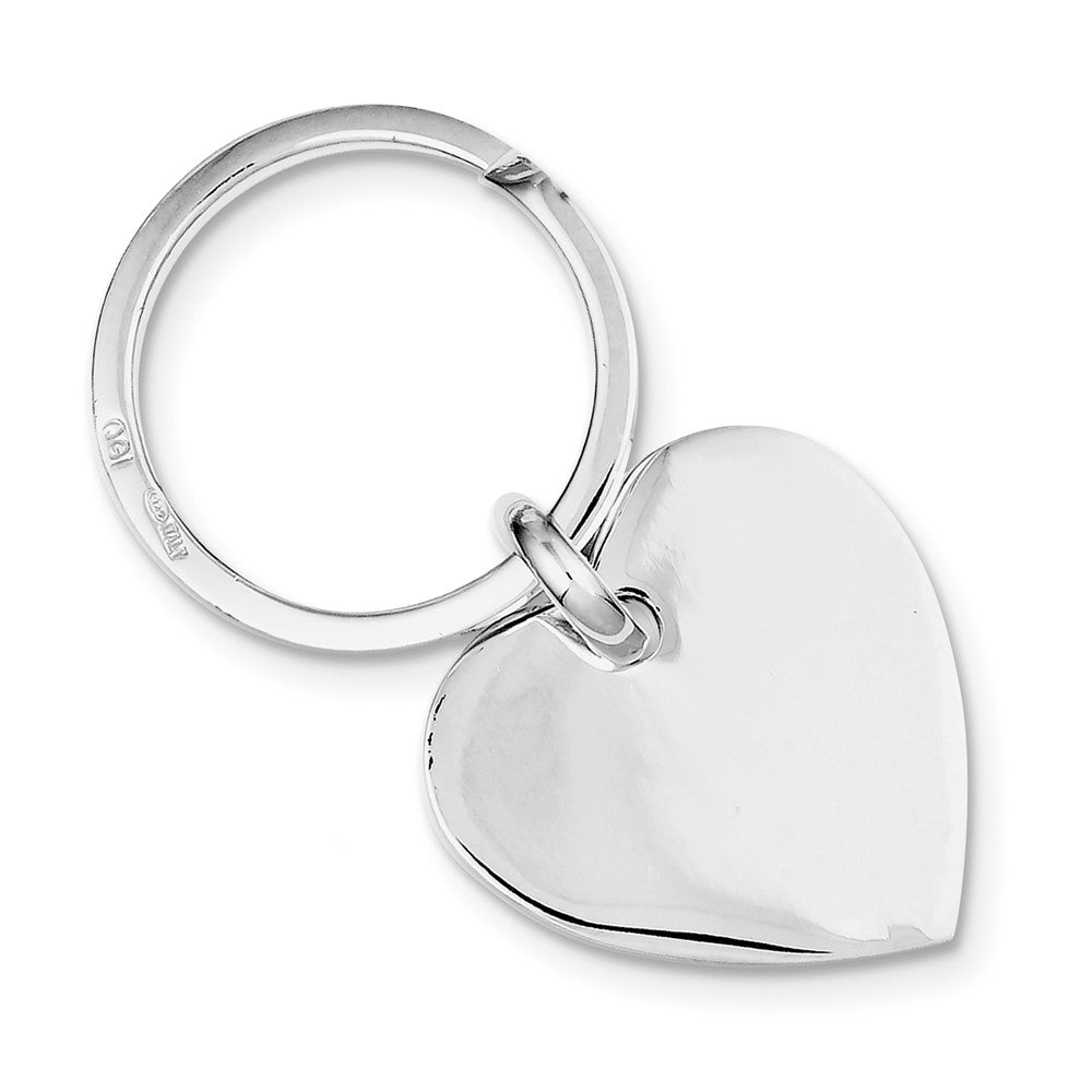 Sterling Silver 925 Heart Key Ring with Engravable Polished Finish Main image