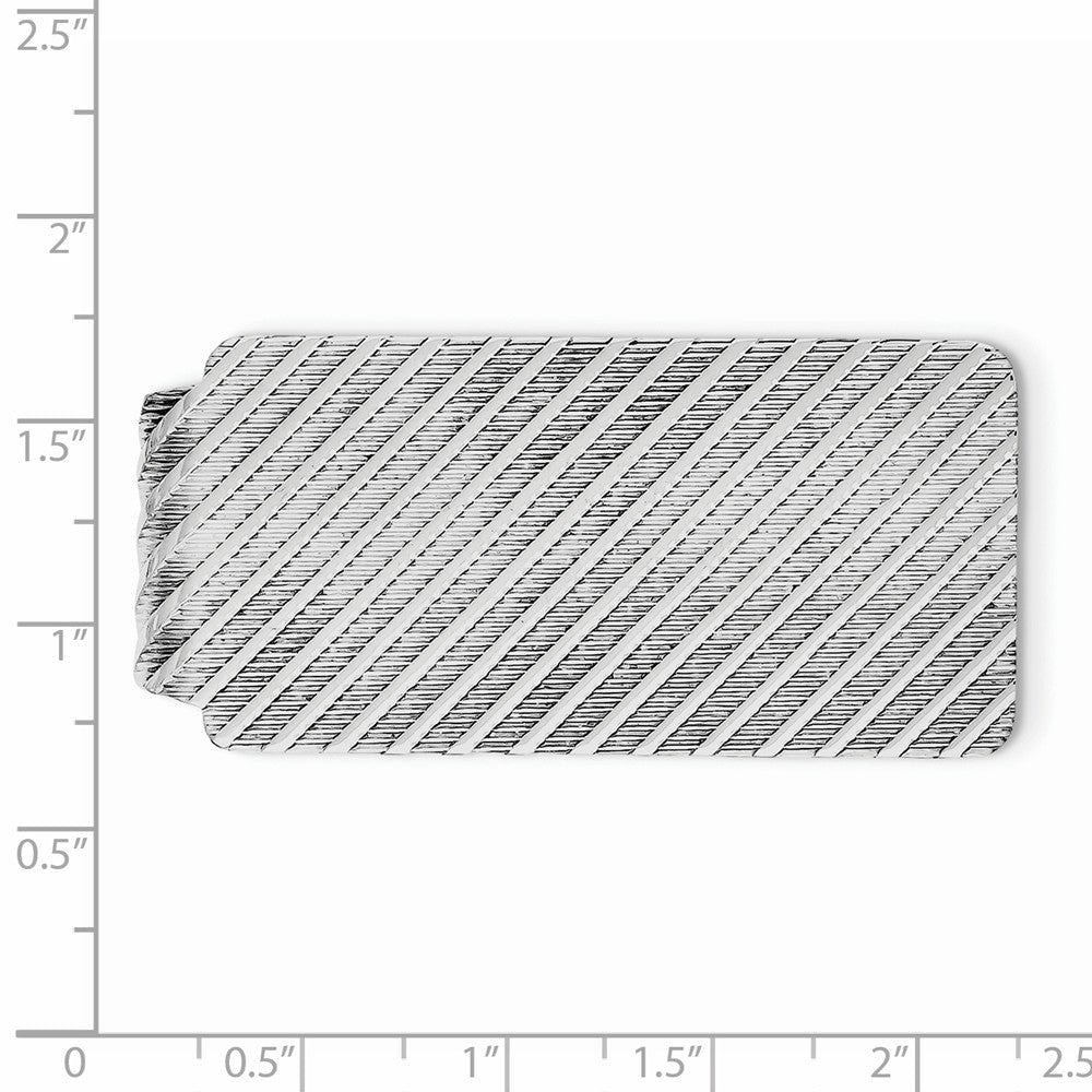 Sterling Silver 925 Rhodium-Plated Men's Money Clip with Polished Finish Secondary image