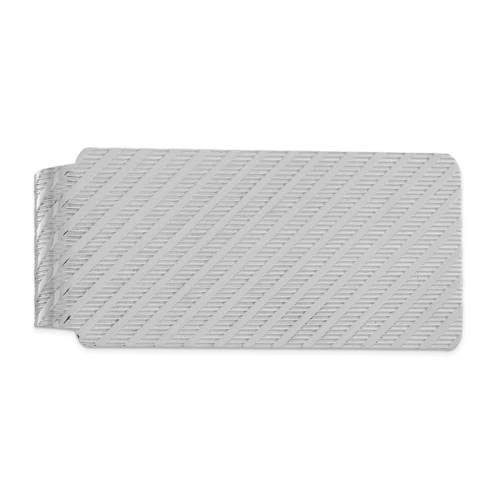 Sterling Silver 925 Rhodium-Plated Men's Money Clip with Polished Finish