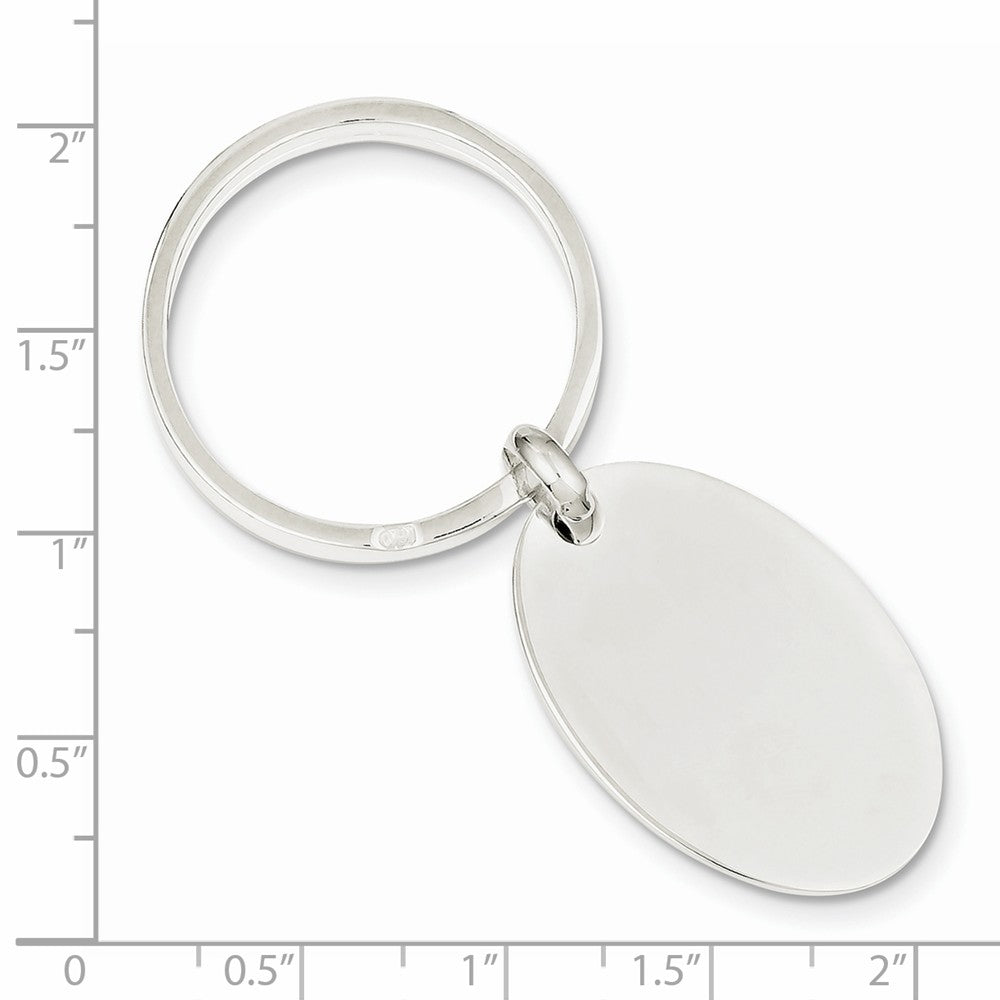 Sterling Silver 925 Oval Key Ring with Engravable Polished Finish Secondary image