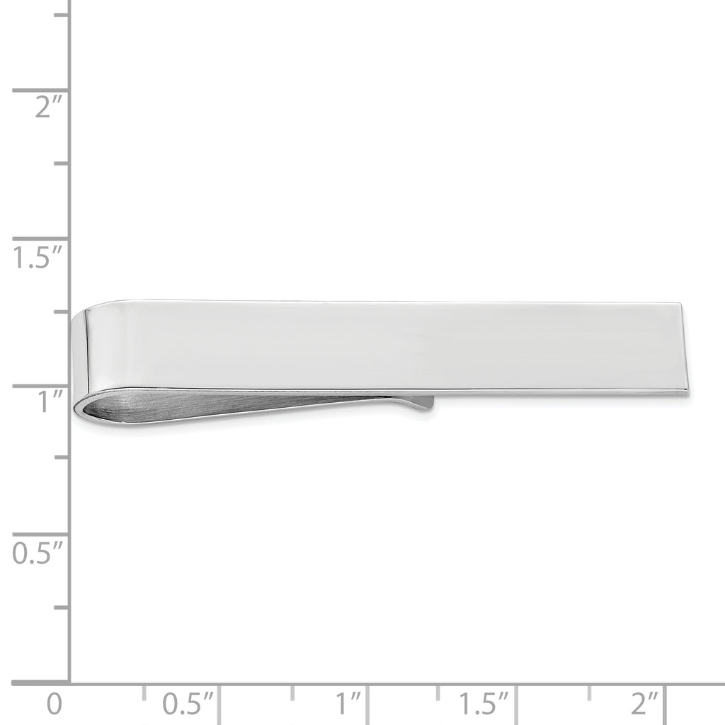 Sterling Silver 925 Men's Polished Rhodium-Plated Engravable Tie Bar