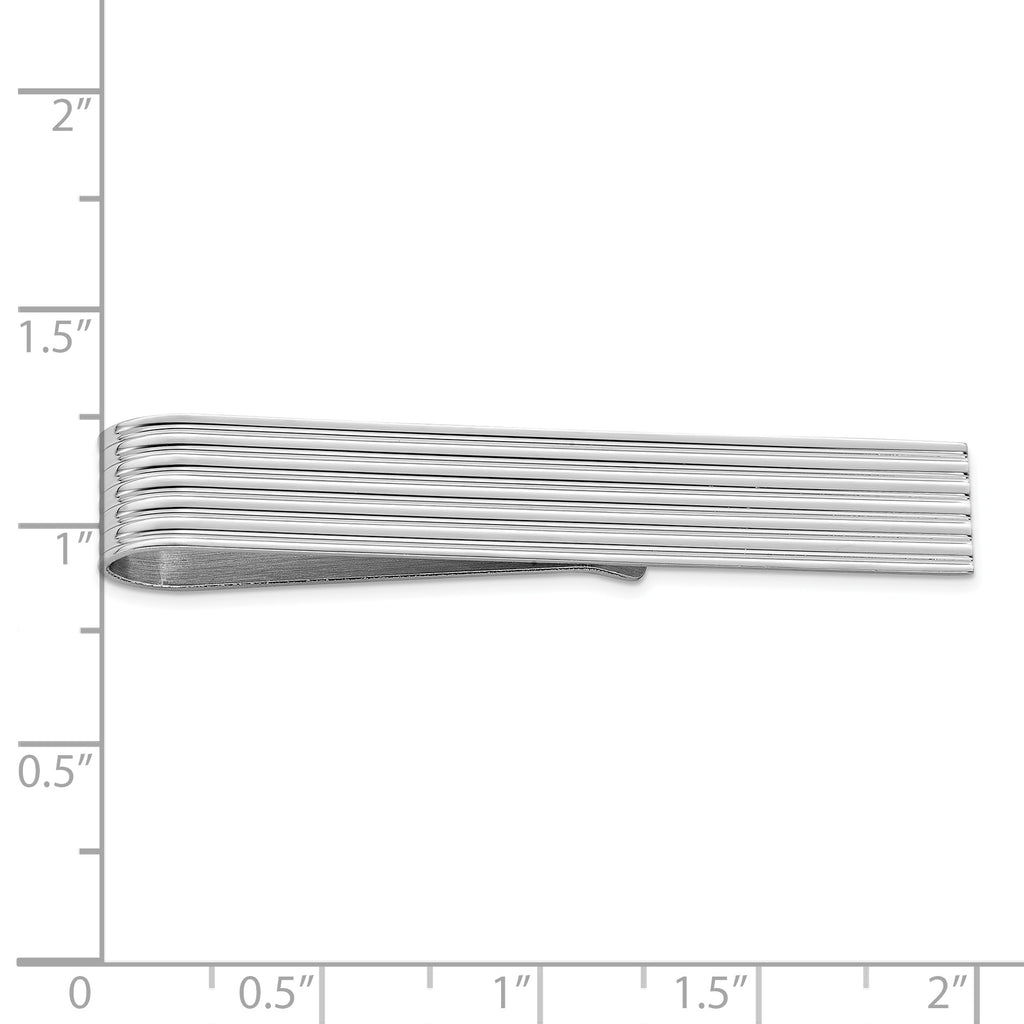 Sterling Silver Rhodium-Plated Tie Bar with Polished Elegant Finish