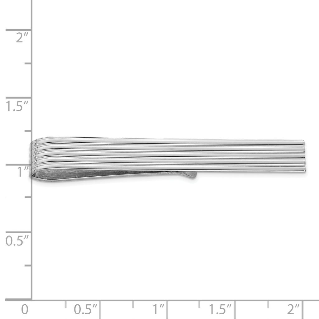 Sterling Silver Rhodium-Plated Tie Bar with Polished Finish