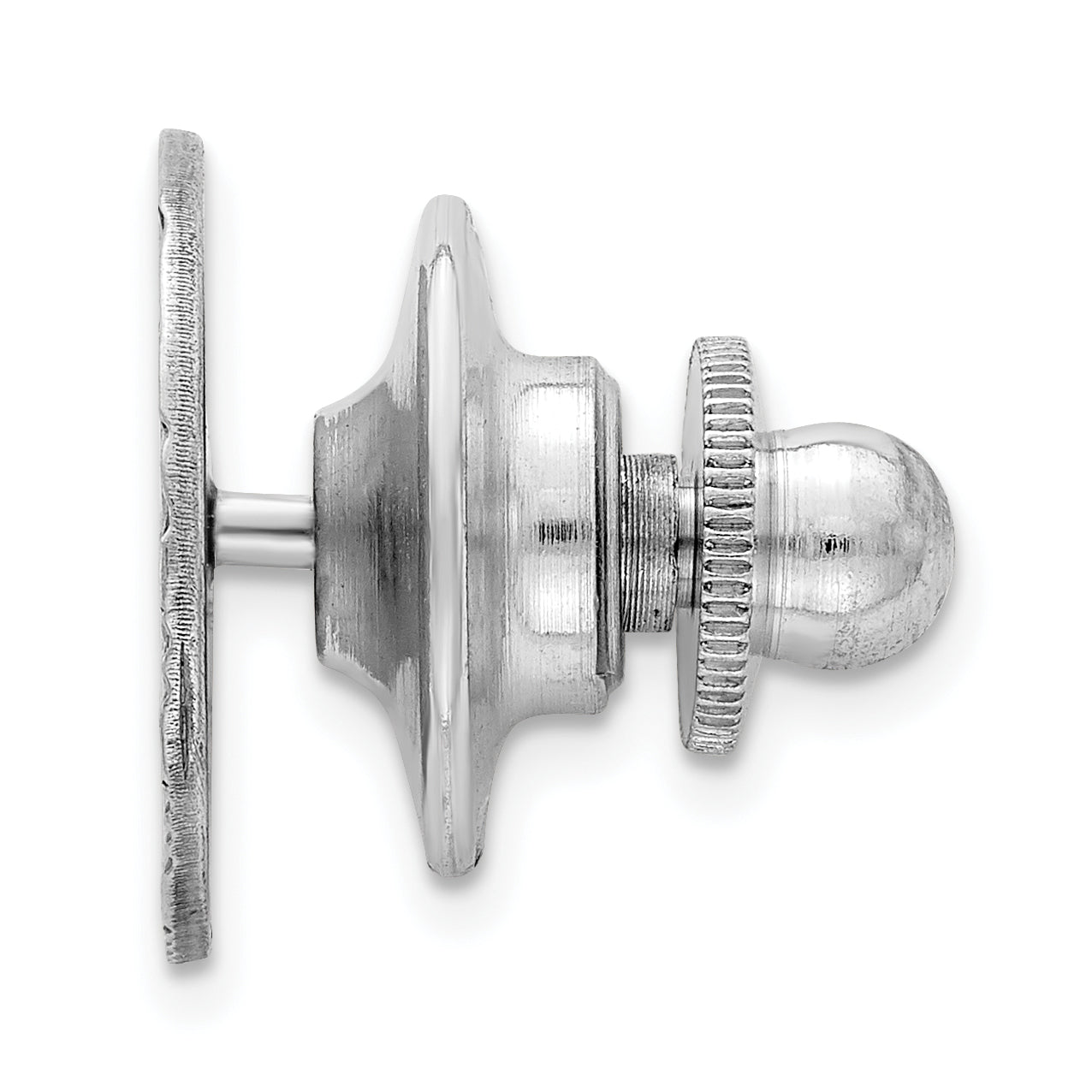 Sterling Silver 925 Men's Polished Tie Tac with Rhodium Plating