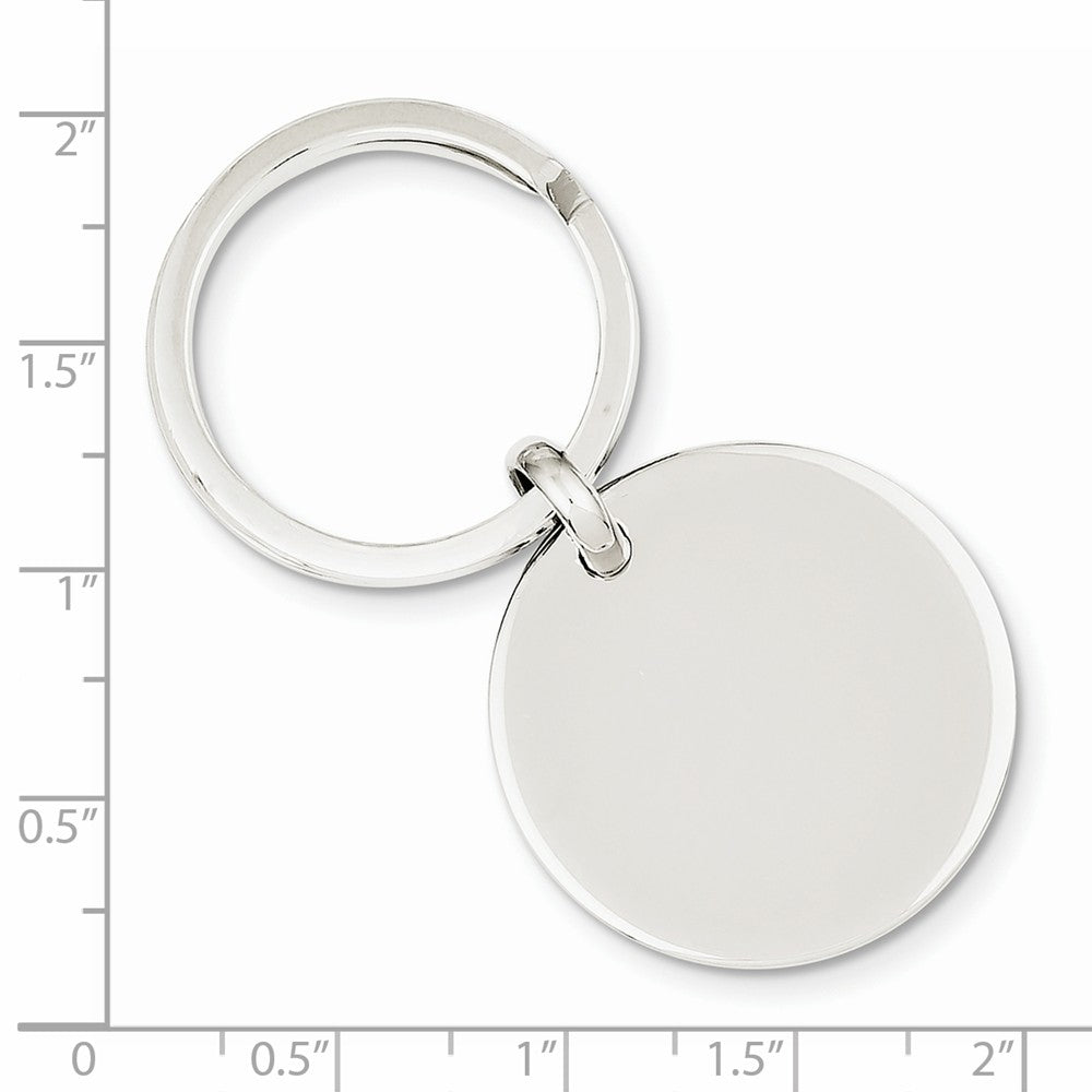 Sterling Silver 925 Rhodium-Plated Unisex Key Ring with Engravable Polished Finish Secondary image