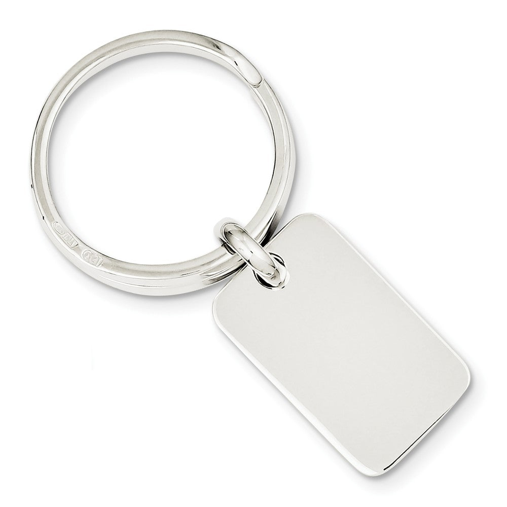 Sophia Jewelers Sterling Silver Men's Rhodium-Plated Engravable Key Ring Main image