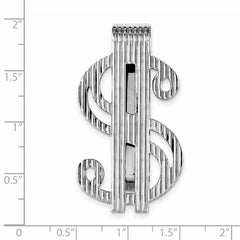 Sterling Silver Rhodium-plated Dollar Sign Money Clip