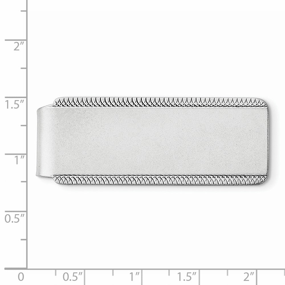 Sterling Silver Rhodium-plated Satin Front Satin Back Money Clip
