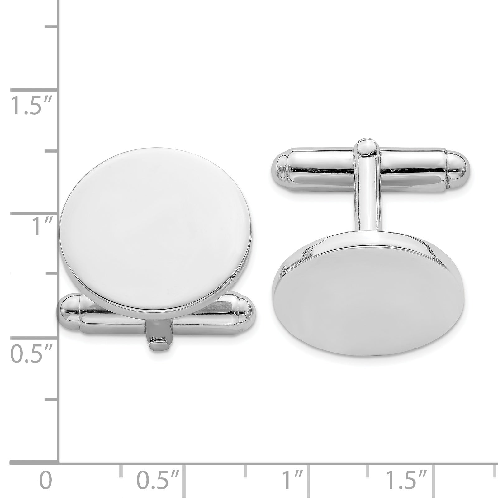 Polished Sterling Silver Round Cuff Links Secondary image