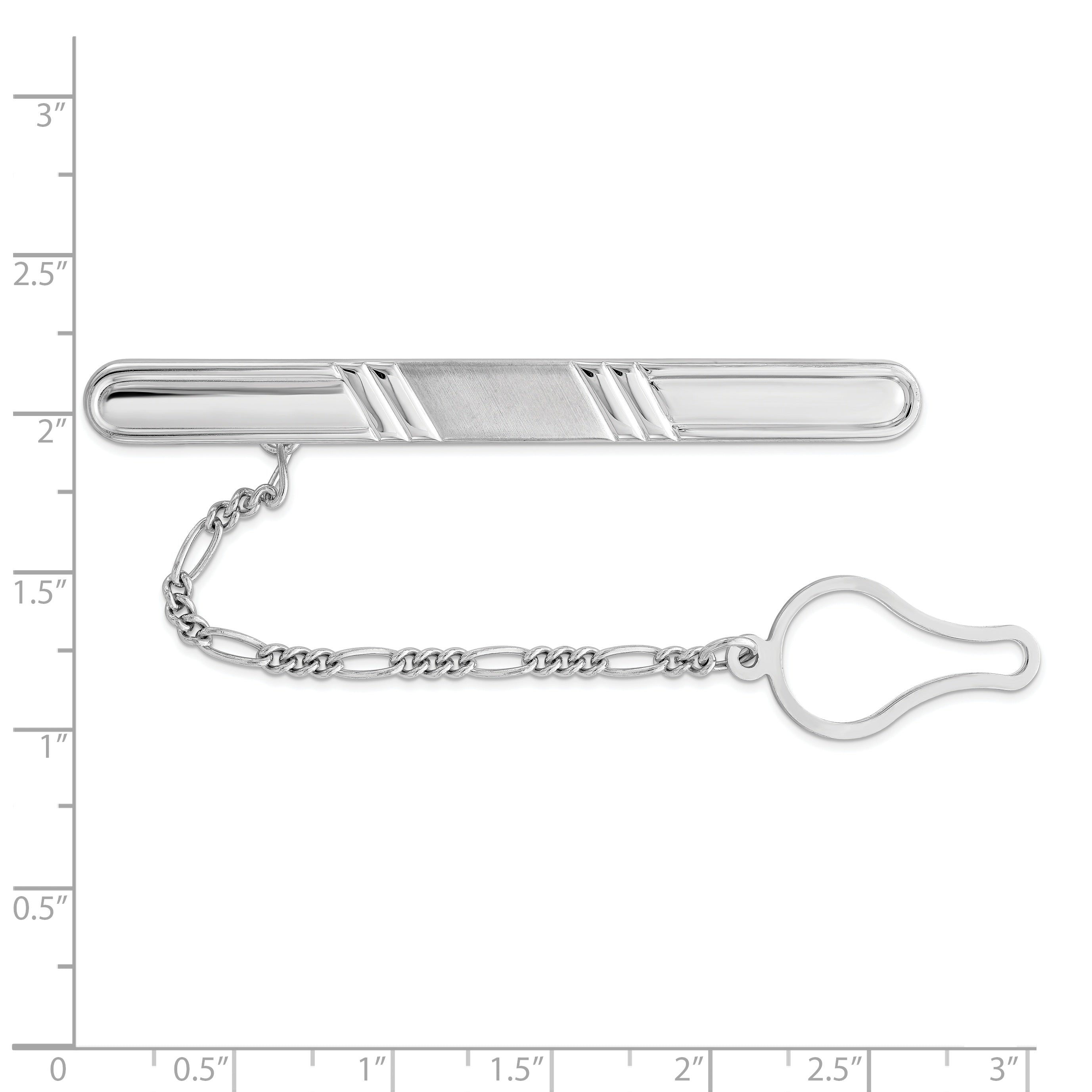 Men's 925 Sterling Silver Rhodium Plated Tie Clip with Polished Finish