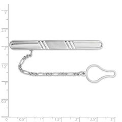 Men's 925 Sterling Silver Rhodium Plated Tie Clip with Polished Finish