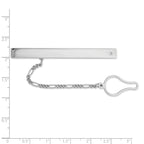 Men's Sterling Silver Rhodium Plated Tie Clip with Clear CZ