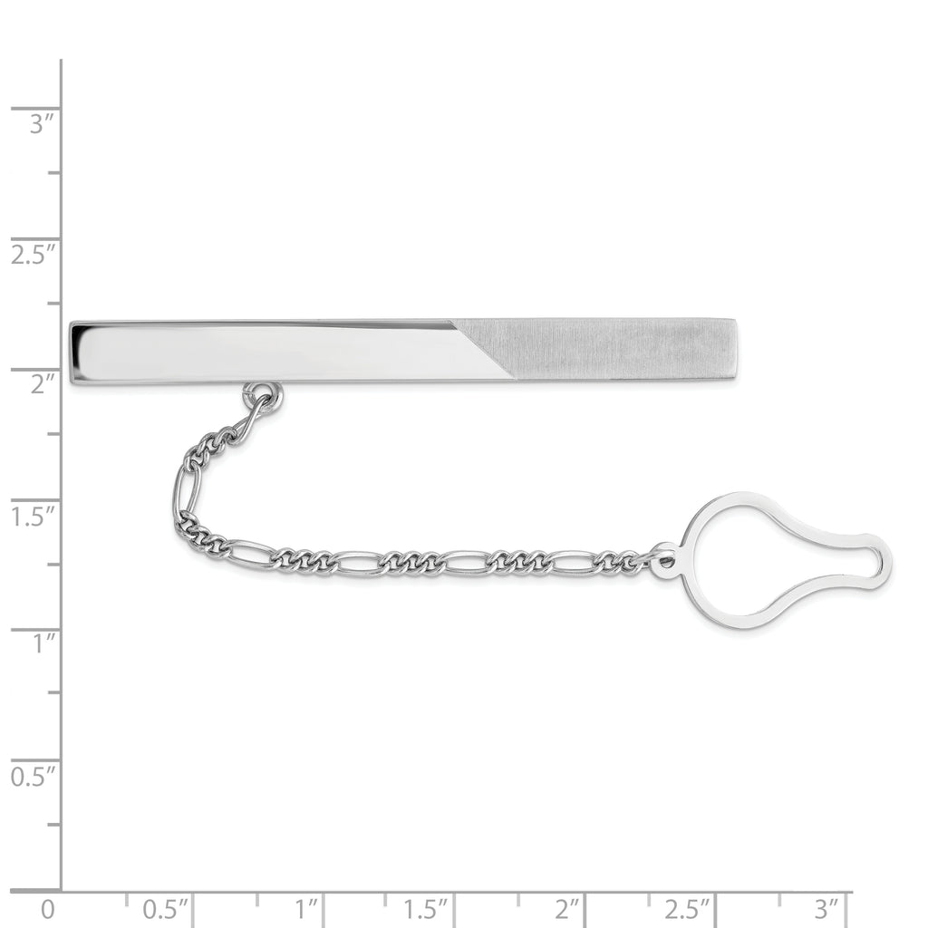 Sterling Silver 925 Men's Tie Clip with Polished Brushed Finish