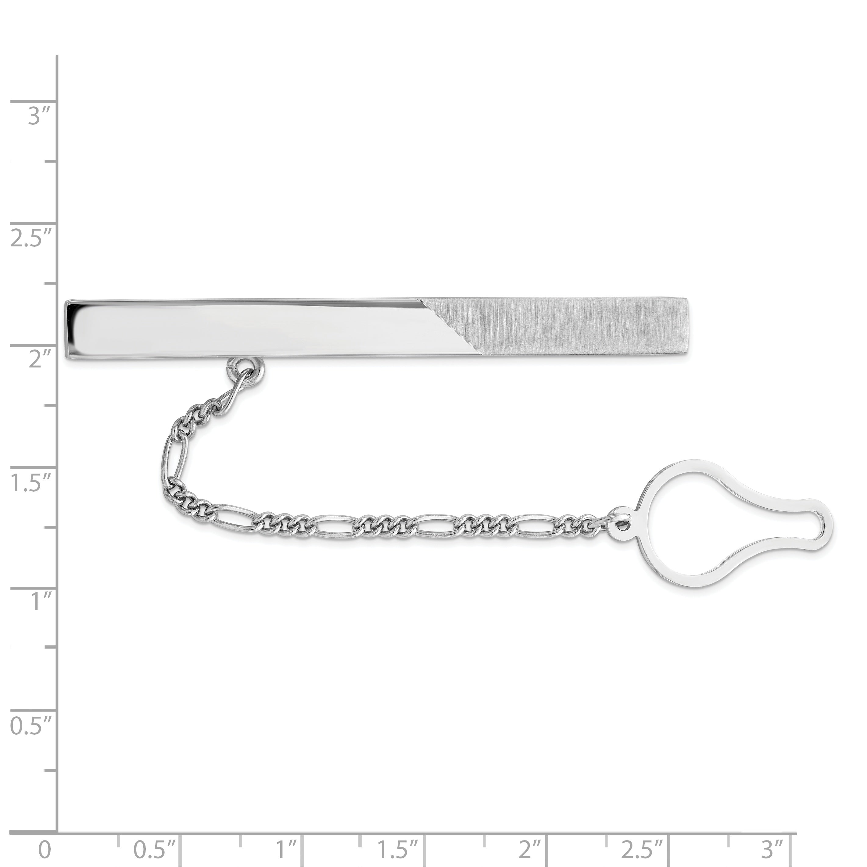 Sterling Silver 925 Men's Tie Clip with Polished Brushed Finish